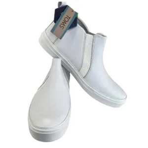 TOMS Leather Bryce Sneakers White Womens Size 11 Ortholite Pull On Shoes Casual