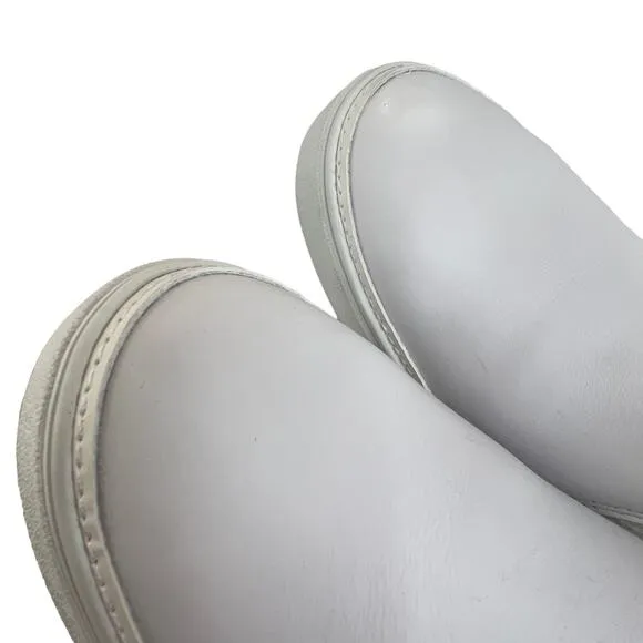 TOMS Leather Bryce Sneakers White Womens Size 11 Ortholite Pull On Shoes Casual