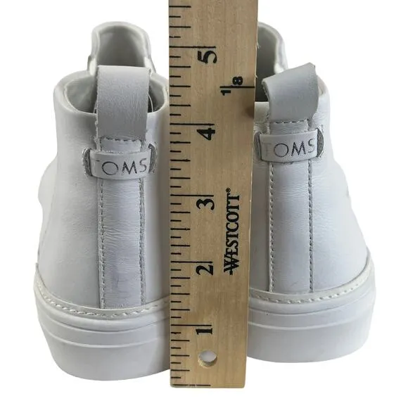 TOMS Leather Bryce Sneakers White Womens Size 11 Ortholite Pull On Shoes Casual