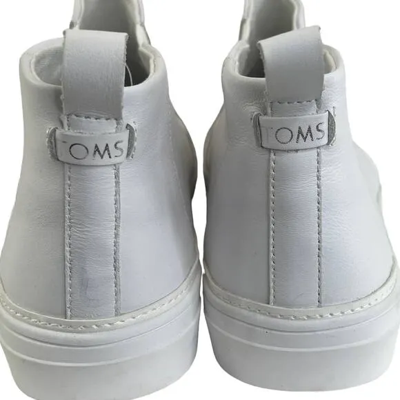 TOMS Leather Bryce Sneakers White Womens Size 11 Ortholite Pull On Shoes Casual