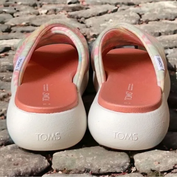TOMS NIB ALPARGATA MALLOW CROSSOVER SANDALS SLIDES SHOES CANDY PINK TIE DYE 8