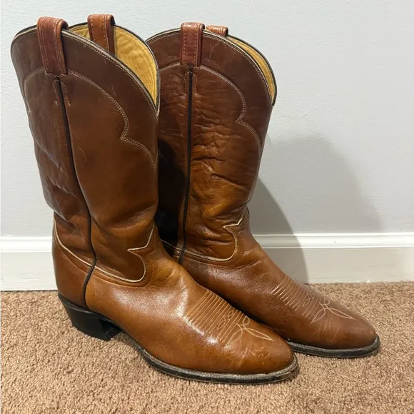TONY LAMA 5084 BROWN USA VINTAGE WESTERN COWBOY BOOTS SIZE 12 B