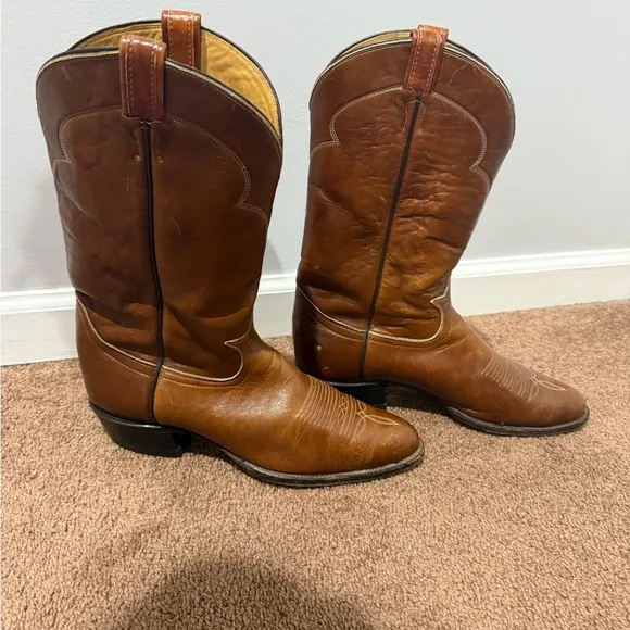 TONY LAMA 5084 BROWN USA VINTAGE WESTERN COWBOY BOOTS SIZE 12 B