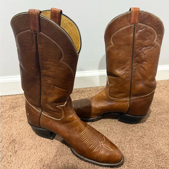 TONY LAMA 5084 BROWN USA VINTAGE WESTERN COWBOY BOOTS SIZE 12 B