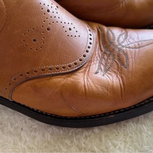 Tony Lama Cowboy Boots Tan and Cream Western Style