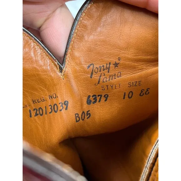 Tony Lama Mens Brown Leather Western Cowboy Boots Size 10 SKU 7359