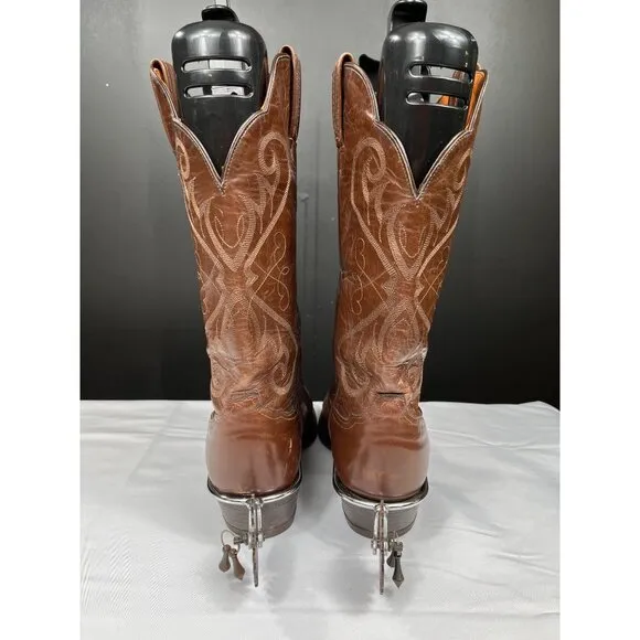 Tony Lama Mens Brown Leather Western Cowboy Boots Size 10 SKU 7359