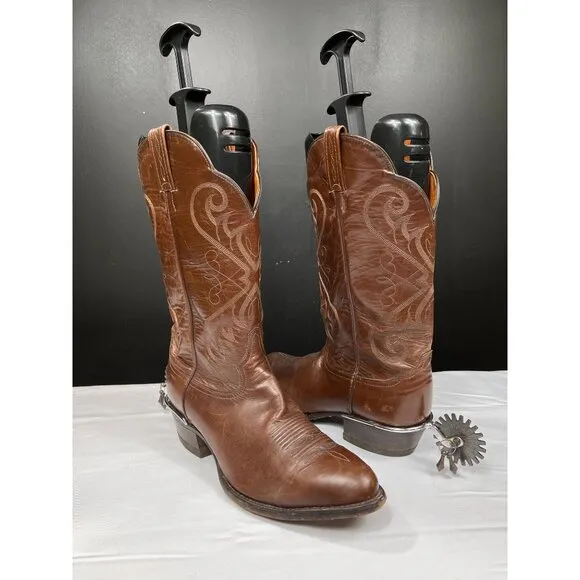 Tony Lama Mens Brown Leather Western Cowboy Boots Size 10 SKU 7359