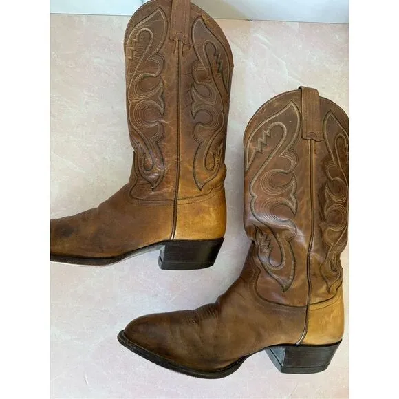 Tony Lama men’s cowboy boots 8.5 patina brown leather western pointed toe boot