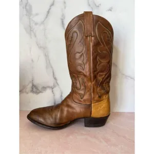 Tony Lama men’s cowboy boots 8.5 patina brown leather western pointed toe boot