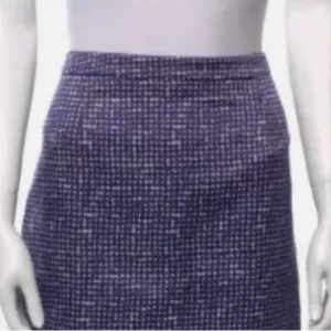 🍕TORY BURCH Alix pencil skirt Wool Silk Cotton blend purple white plaid pattern