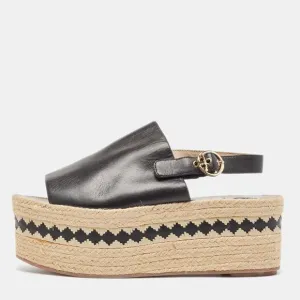 Tory Burch Black Leather Dandy  Slingback Sandals Size 40