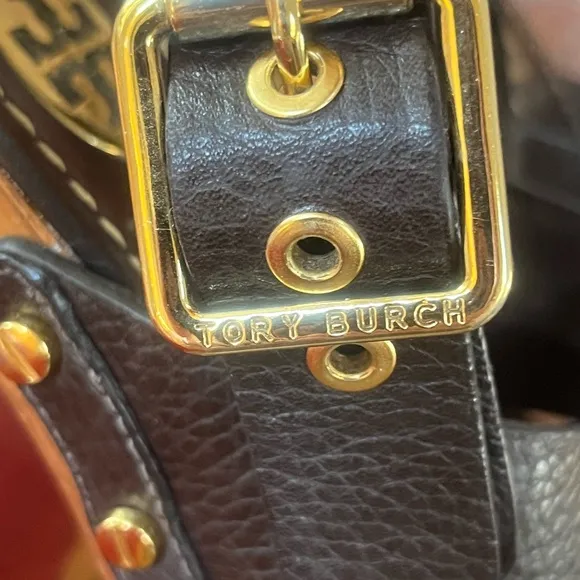 Tory Burch Brown Leather Chunky High Heel Sandals. Women’s Size 7.5.