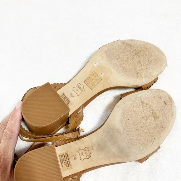 Tory Burch brown leather embellished sandals sz9