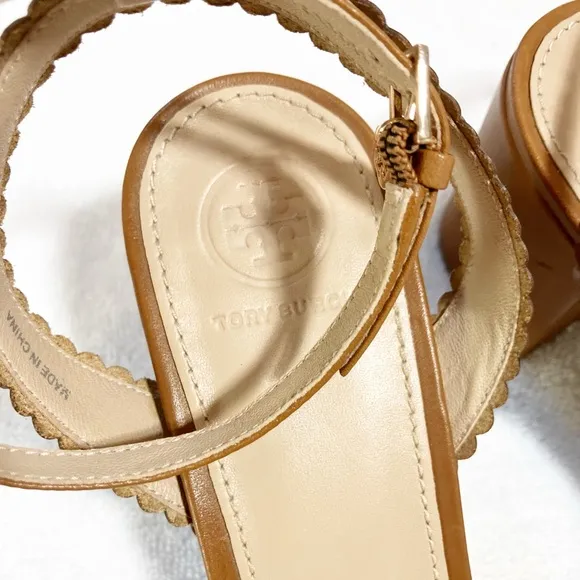 Tory Burch brown leather embellished sandals sz9