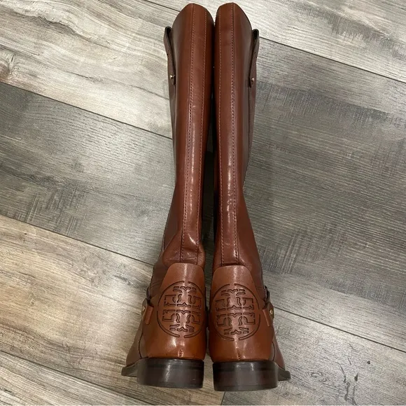 Tory Burch Derby Riding Boots Almond Brown 6.5