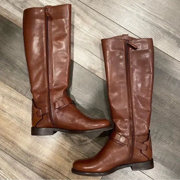 Tory Burch Derby Riding Boots Almond Brown 6.5