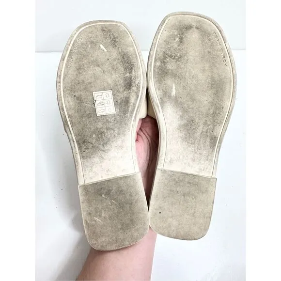 Tory Burch Double T Sport Slides Womens 5.5 Cream Slide on Sandals