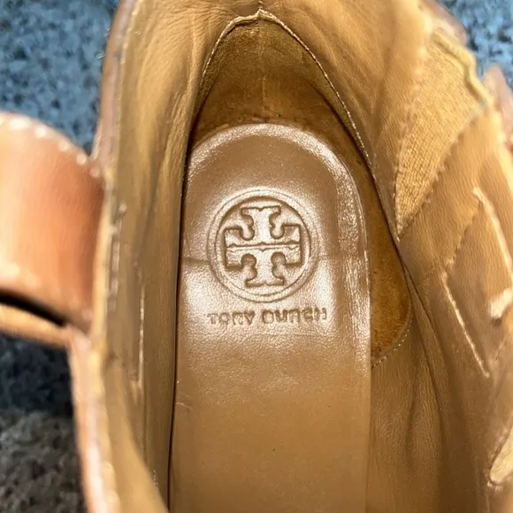 TORY BURCH Ginevra Boots Brown Leather Boho Platform Studded Ankle Bootie