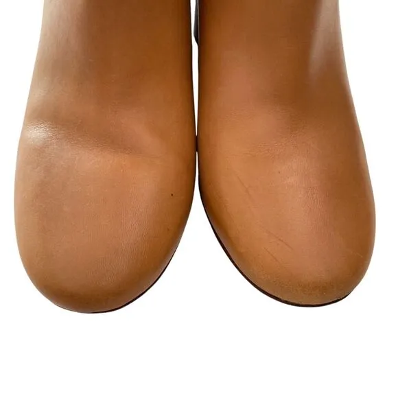 Tory Burch Kira Leather Booties Ankle Boots Womens 8M Tan Brown Buttery Classic