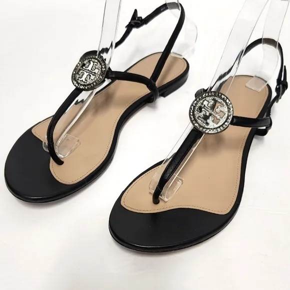 Tory Burch Liana Medallion-Accent Leather sandals