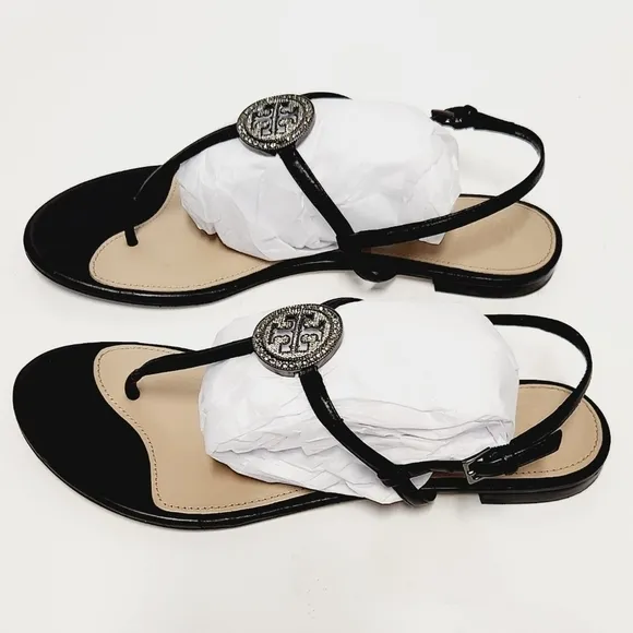 Tory Burch Liana Medallion-Accent Leather sandals