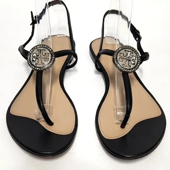 Tory Burch Liana Medallion-Accent Leather sandals