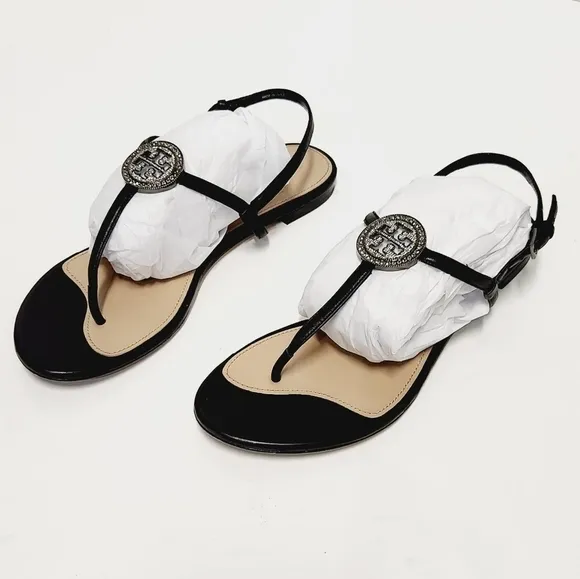 Tory Burch Liana Medallion-Accent Leather sandals