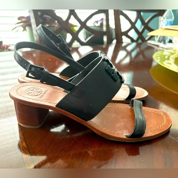 Tory Burch Lowell 2 45mm Black Leather Sandals
