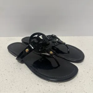Tory Burch Miller Sandals Patent Leather Black US 7.5