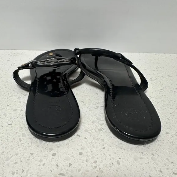 Tory Burch Miller Sandals Patent Leather Black US 7.5