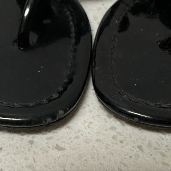 Tory Burch Miller Sandals Patent Leather Black US 7.5