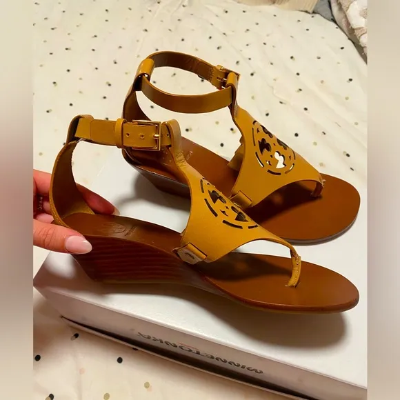 Tory Burch Miller tan wedge sandals