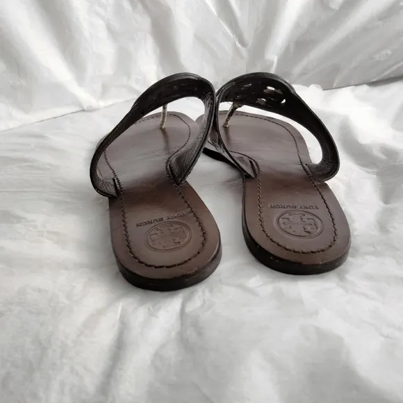 Tory Burch stamped snake printed leather Miller sandals size 8.5