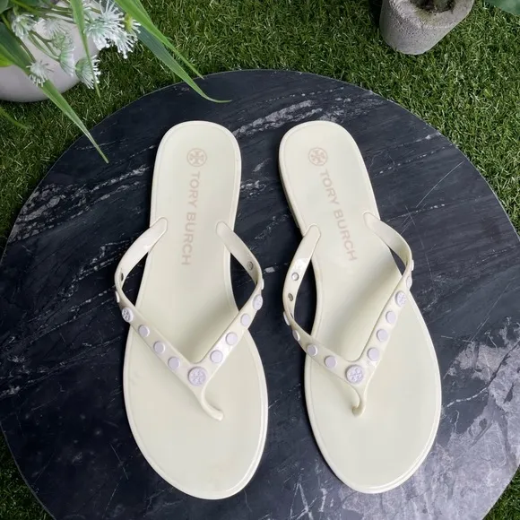 Tory Burch Studded Jelly Sandals White Size 10