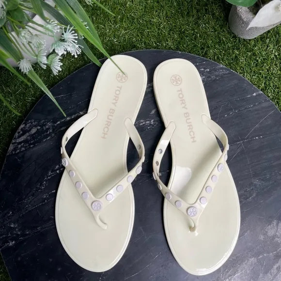 Tory Burch Studded Jelly Sandals White Size 10