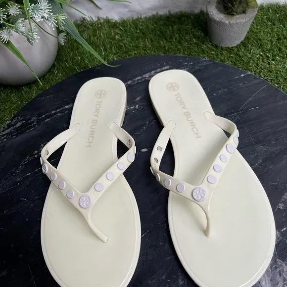 Tory Burch Studded Jelly Sandals White Size 10