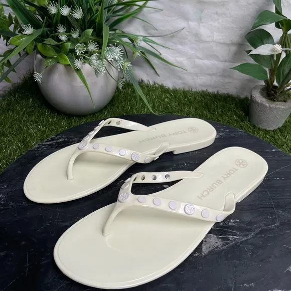 Tory Burch Studded Jelly Sandals White Size 10