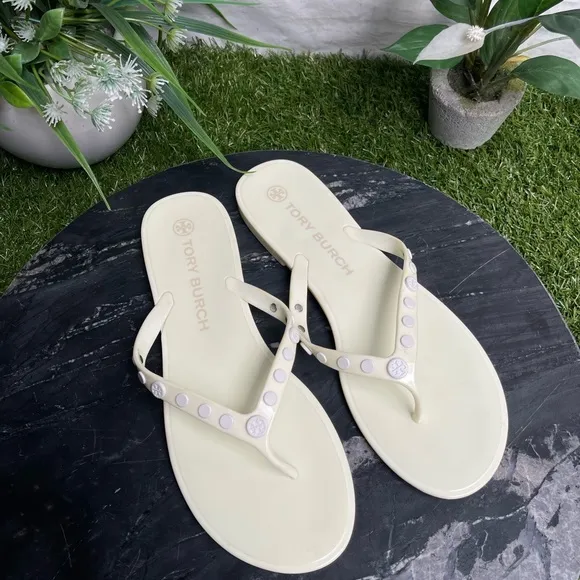 Tory Burch Studded Jelly Sandals White Size 10