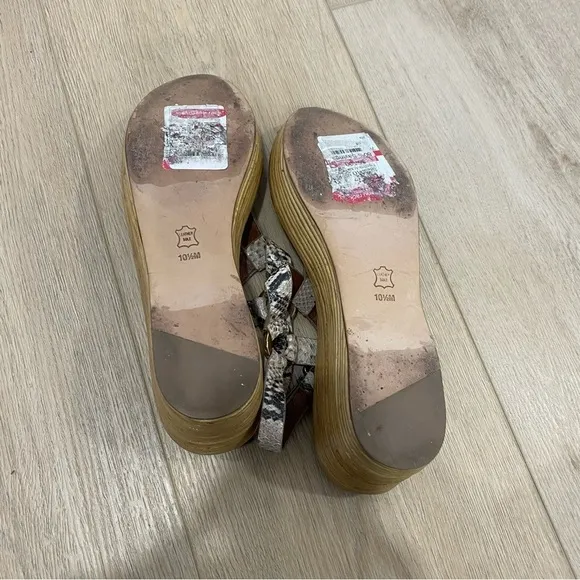 TORY BURCH Tracy Wedge Roccia Python Sandals Shoes Size 10.5