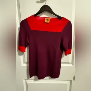 Tory Burch Wool Colorblock Short Sleeve Sweater Size Small