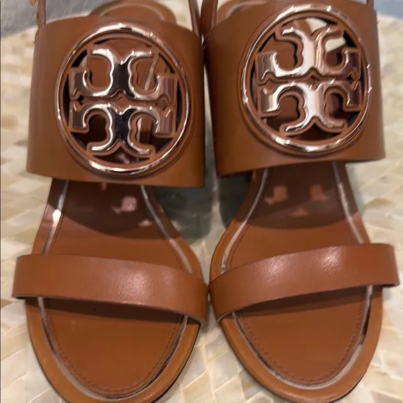 Toty Burch leather Brown Wedge Sandals size 7