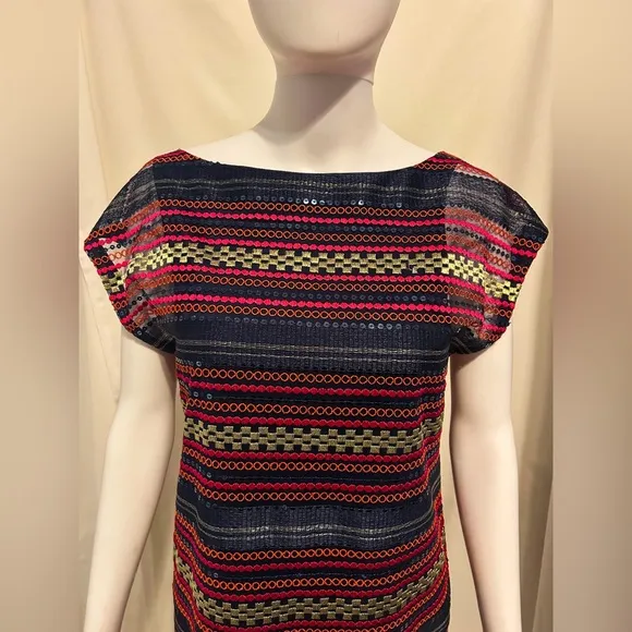 Trina Turk Sz 0 Aztec Tribal Sequined Beach Coverup/Dress Boho Chic Festival