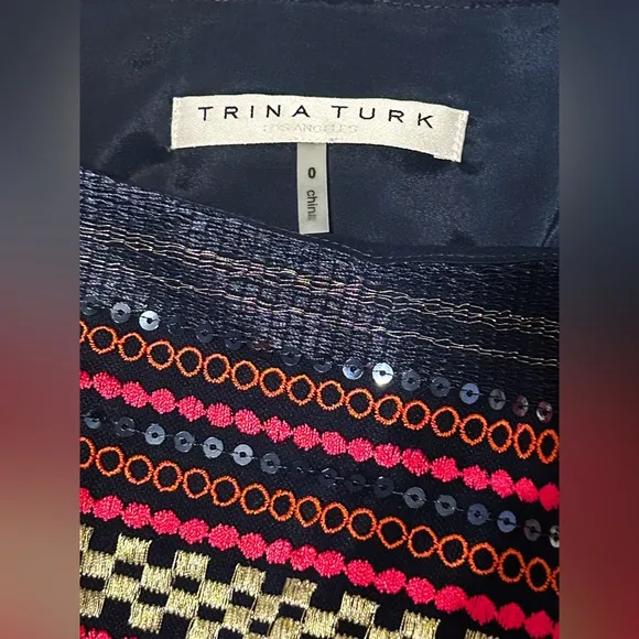 Trina Turk Sz 0 Aztec Tribal Sequined Beach Coverup/Dress Boho Chic Festival