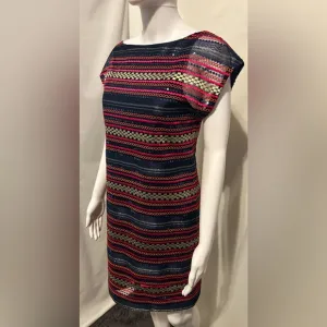 Trina Turk Sz 0 Aztec Tribal Sequined Beach Coverup/Dress Boho Chic Festival