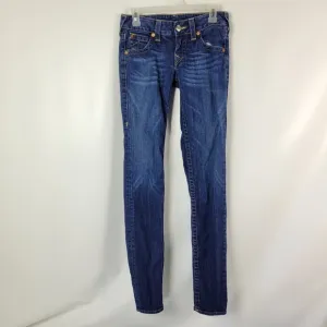 True Religion Stella Skinny Dark Blue Wash Jeans Sz 28 Like New