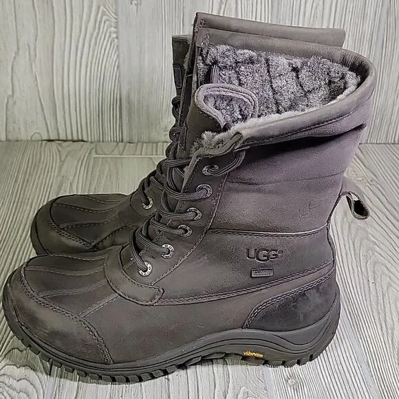 UGG Adironkdack Grey Winter Lined Boots Womens Size 7