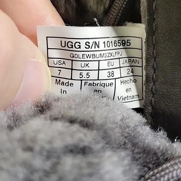 UGG Adironkdack Grey Winter Lined Boots Womens Size 7