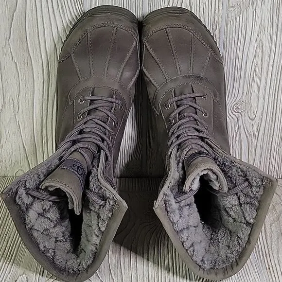 UGG Adironkdack Grey Winter Lined Boots Womens Size 7