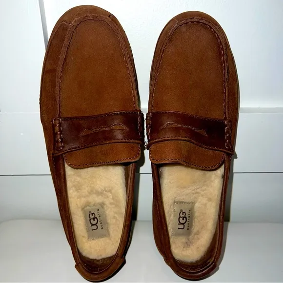 👞UGG• &quot;Tucker&quot; Brown Men’s Suede Leather Driving Shoes Loafers•SIZE 10